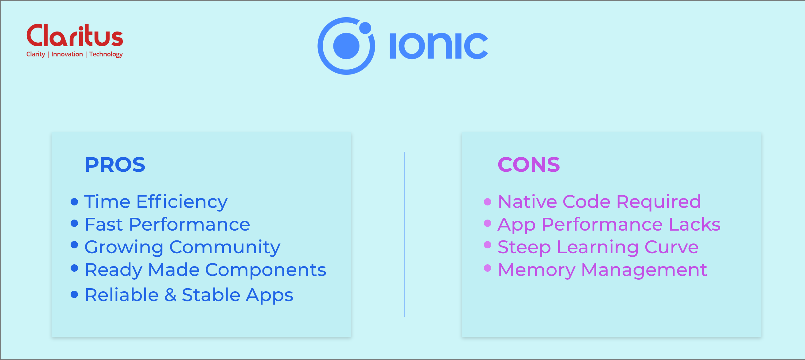 ionic pros cons