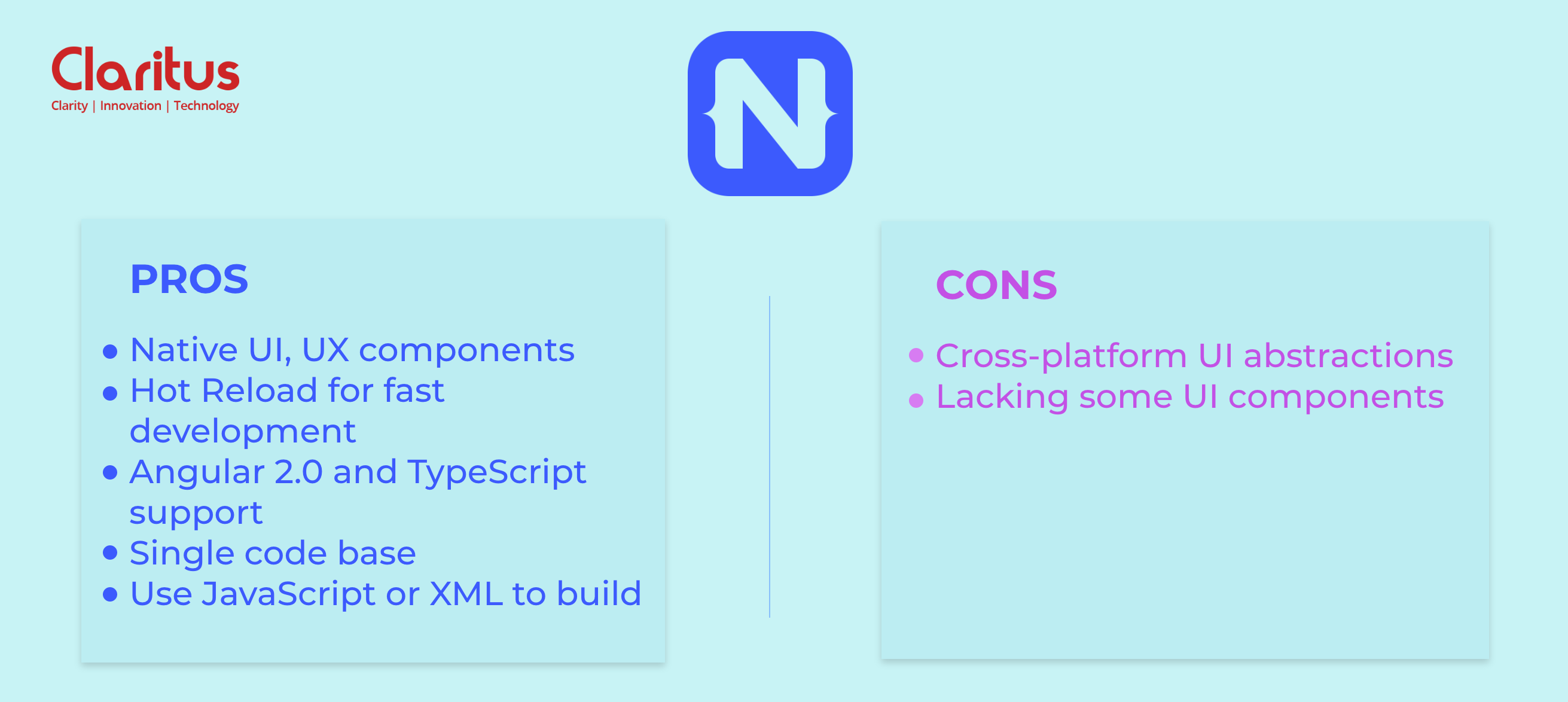 nativescript pros